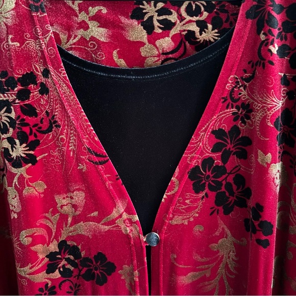 Notations Floral Velour Cardigan & Cami Set Boho Vintage Women's Size 1X - Picture 6 of 15